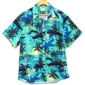 Euow Hawaiian Shirt Mens Floral Short Sleeve Button Down All Over Print Large L